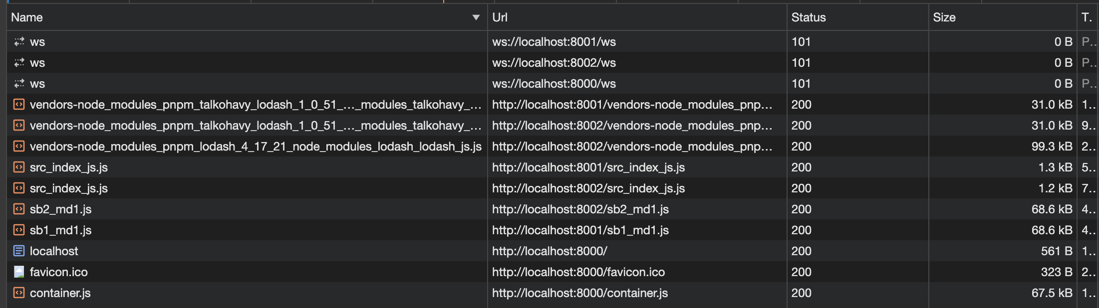 micro-frontends - network tab - case 4